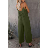 Mono informal de verano sin mangas con pernera ancha para mujer, pantalones de color liso con peto, mono culotte con bolsillos - details 3
