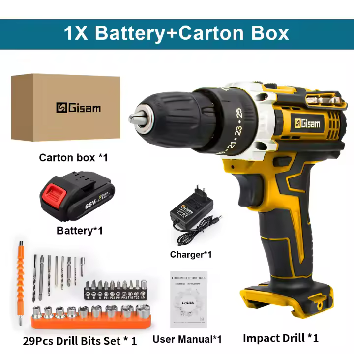 Destornillador Inalámbrico 88VF Mini Taladro Eléctrico de Impacto con Batería de Iones de Litio DC Herramientas Eléctricas - 1