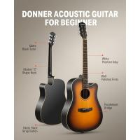 Guitarra Acústica de Adulto Guitarra Cutaway 4/4 Kit Dreadnought 41 Pulgadas de Principiante con Cuerde Afinador Cejilla Sunburst - details 1