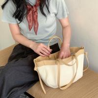 2025 nuevo nicho retro empalme bolsa de mano de lona de color contrastante bolso de gran capacidad bolso de hombro versátil - details 4