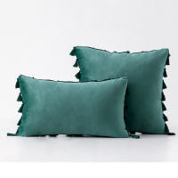 Bonenjoy 1 funda de cojín con borlas, funda de almohada de terciopelo, fundas de almohada de color sólido para decoración de sofá/cama/coche, 30x50/45x45/50x50 - details 20