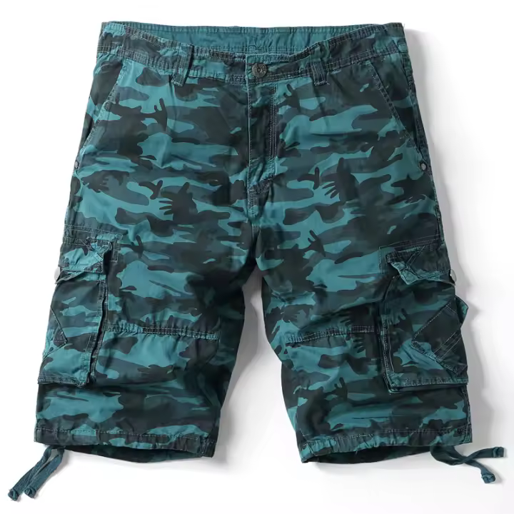 Pantalones cortos de camuflaje para hombre, Shorts informales con múltiples bolsillos, holgados, para trabajo y senderismo, Verano - 1