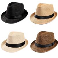 Unisex Hat Men Women Fedora Trilby Wide Brim Straw Cap Beach Sun Gentleman Adlut - details 1