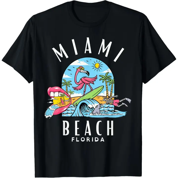 Camiseta para hombre de Miami Beach Florida para hombres, mujeres, niños, adolescentes, niñas y niños - 1