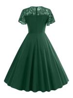 Elegante Vestido de Encaje de Corazón Rojo Vintage Hepburn 2025 Manga de Flecos - details 17