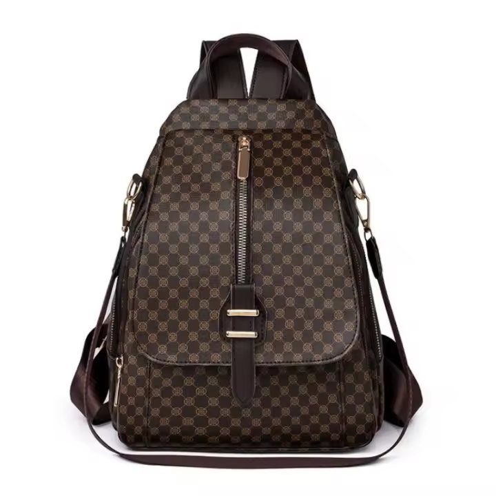 Mochila de gran capacidad senior sense 2025 nueva impresión suave de la pu de gran capacidad Mochila de ocio bolsa de viaje mujer - 1