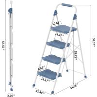 Peldaños Anchos con Baranda, Escalera de Tijera con Pedal Antideslizante, Taburete Plegable para Hogar Cocina Garaje Jardín Oficina, Capacidad de Carga de 900LBS, Azul - details 5