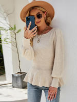 Suéter de manga farol para mujer, Jersey de punto con volantes, púrpura, elegante, moda coreana, Otoño e Invierno - details 1