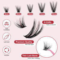 Kit de extensión de pestañas, Kit de extensión de pestañas individuales, rizo en grupo D con pegamento y herramientas para principiantes - details 3