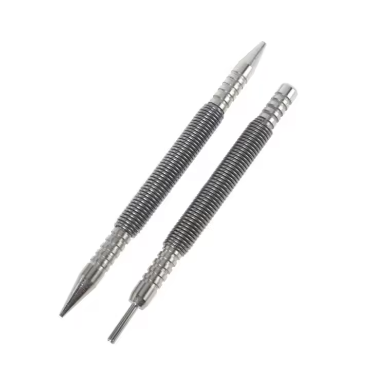 Juego de clavos sin martillo de doble cabeza, perforador de agujeros centrales, herramienta de resorte de pasador de puerta, broca de marcado con resorte de Metal, carpintería - 1