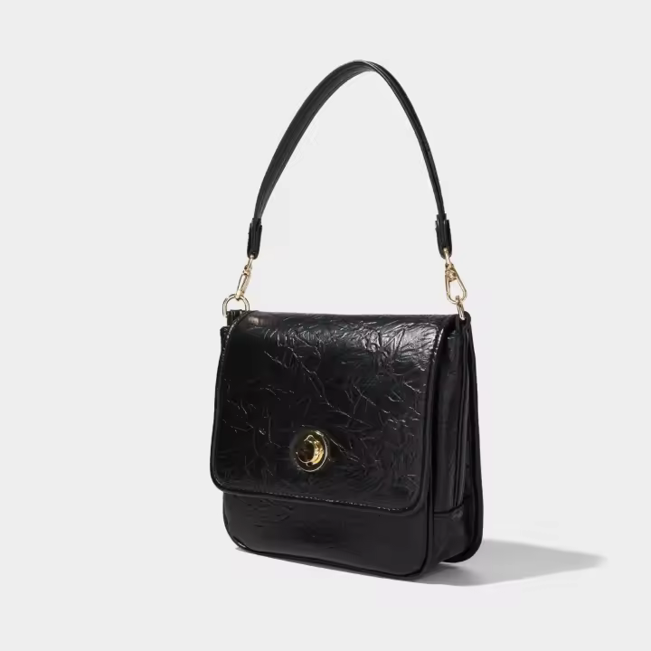 Bolso de mensajero de un hombro, nuevo bolso de axila para mujer, bolso de cuero suave blanco y negro. - 1
