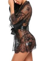 Ropa de dormir erótica transparente con cuello en V, lencería para mujer, Babydoll, disfraz de Tanga, bata tipo kimono, ropa de dormir de encaje, vestido Sexy - details 15