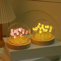 Flor de tulipán Artificial, adornos de luz nocturna hechos a mano, mesita de noche DIY, lámpara LED de noche, decoración de escritorio para dormitorio, regalos de cumpleaños, lámpara de mesa - details 12