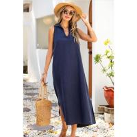 Vestido de verano nuevo de talla grande para mujer, algodón, lino, Color sólido - details 1