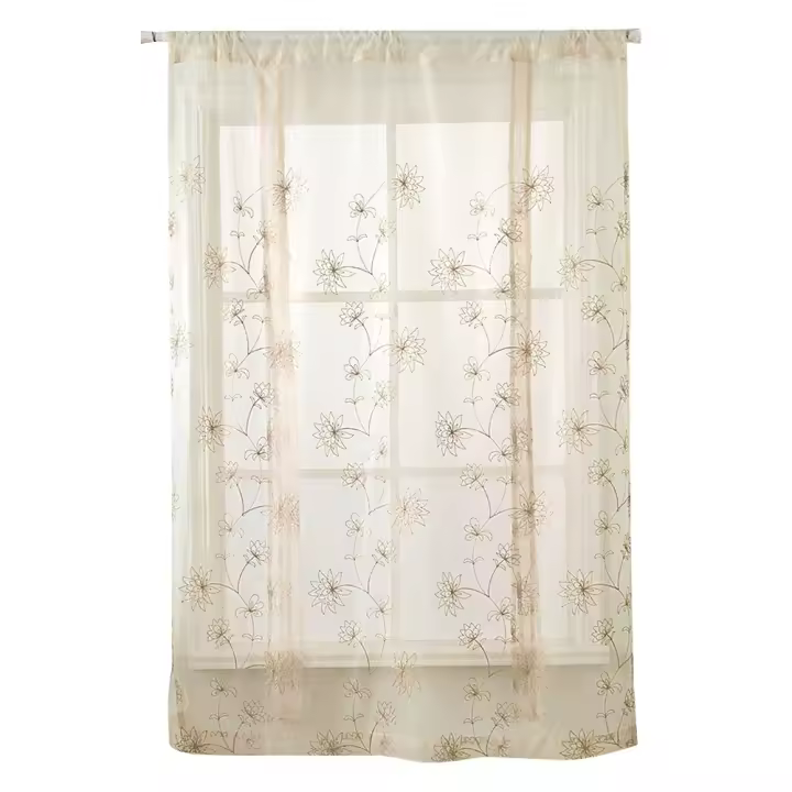 Cortina corta con bordado floral para ventana, decoración para dormitorio, sala de estar y cocina (N °   1) - 1