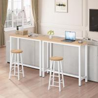 Set Mesa de Bar y 2uds. Taburete de Bar Muebles Cocina Silla de Comedor para Salón Cocina Mesa 120x40x100 cm Estructura de Metal, MDF Roble Claro - details 5
