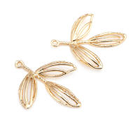 Colgantes de hojas de árbol de latón de Color dorado de 18K, accesorios para collar y pendientes, joyería Diy de alta calidad - details 0
