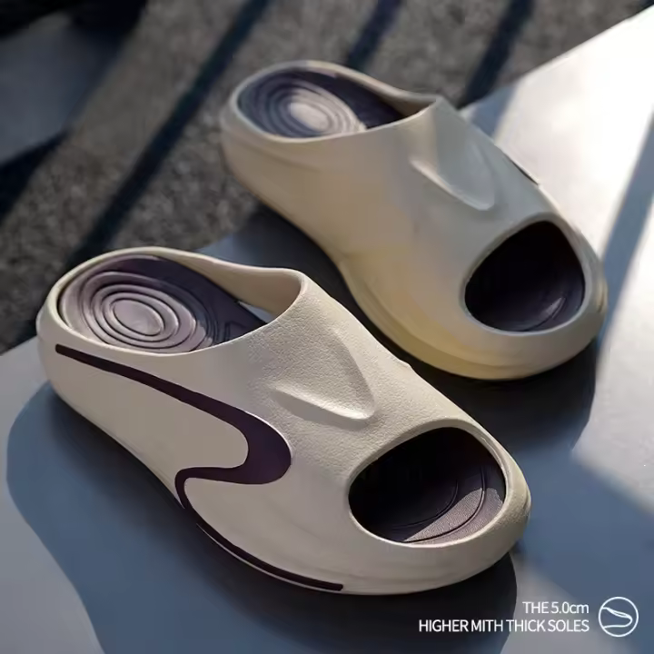 Zapatillas de coco para hombre en verano, suela gruesa, antideslizantes, refrescan la playa, deportes, sensación de caca, arrastre recto - 1