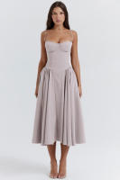 Vestido de mujer sin mangas y hombros, diseño elegante, vestido de corte - details 40