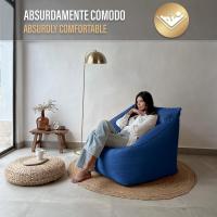 Reposapiés Salon de Lujo - [50x40x30 cm] Sofá Puf de Diseño con Relleno Incluido para Escritorio u Oficina - Taburete Bean Bag Silla Grande en Cuero Sintético Beige - details 46