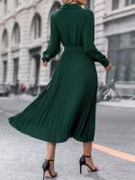 Vestido largo plisado de manga larga para mujer, elegante y hermoso, Color sólido, moda de primavera y otoño - details 6