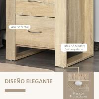 2 Cajones Patas y Base Elevada para Dormitorio Mesa Lateral para Sala de Estar Estilo Moderno 48x39x54 cm Roble - details 4