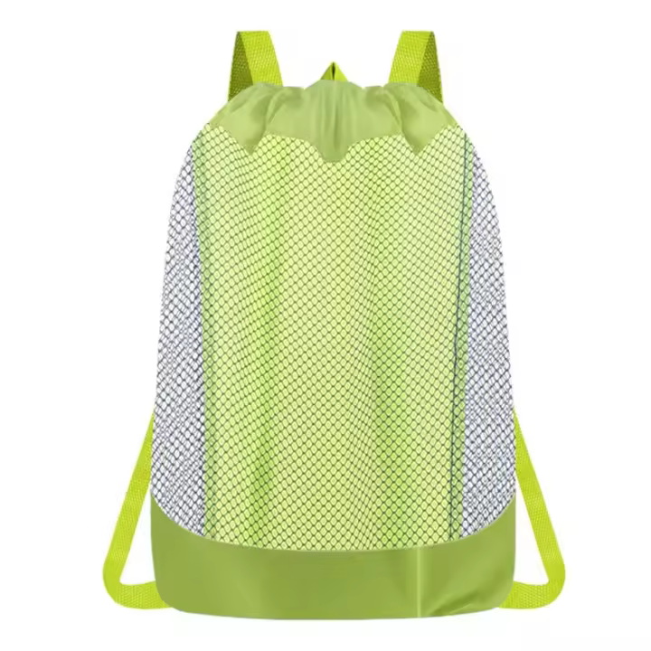 Práctica bolsa de playa de gran capacidad, bolsa de red de almacenaje portátil ligera, mochila de natación transpirable plegable, ropa - 1