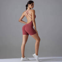 Hamidou-Conjunto de Yoga con espalda descubierta para mujer, Body de Fitness de alta elasticidad, ropa de gimnasio deportiva, Top corto de Fitness, Shockpro - details 30