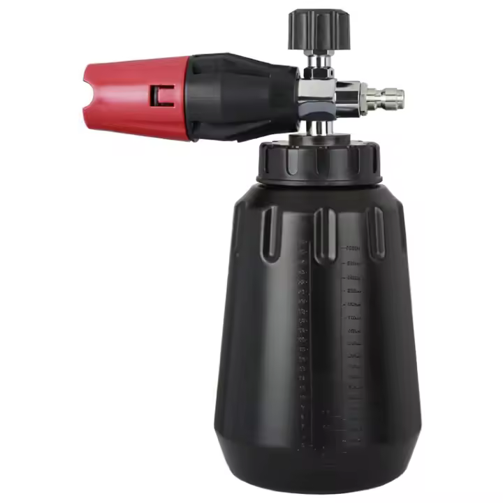 Cañón de espuma para nieve con botella de 1L, lanza de espuma para nieve ajustable, pistola de espuma para coche de alta resistencia, conector rápido de 1/4 pulgadas - 1