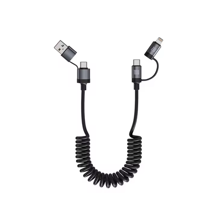 Cable de Datos de Doble Resorte USB Tipo C de 100W Carga Rápida para iPhone 16, Huawei, Samsung S25 - 1