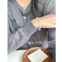 Ouni S-pulsera de perlas naturales de plata rota única apilada de doble capa pura para mujer, diseño de nicho de estilo Ins - details 0