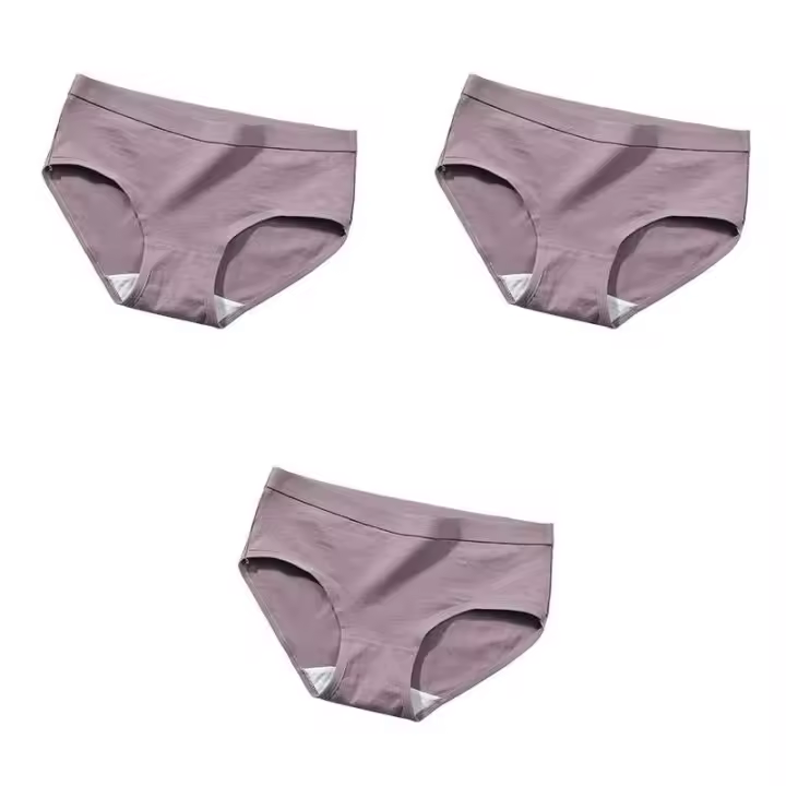 Conjunto de algodón 3pac, ropa interior informal cómoda de color sólido, ropa interior de mujer - 1