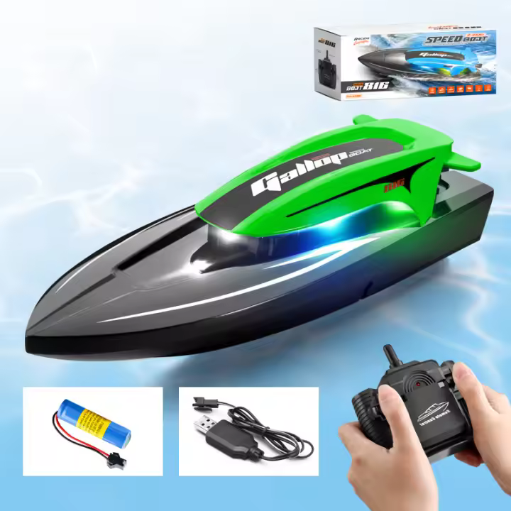 Lancha motora de alta velocidad - con mando a distancia inalámbrico - luces deslumbrantes - doble alimentación - juguetes infantiles impermeables lanchas eléctricas - 1