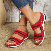 Women Wedge Slide Sandals Open Toe Slip On Arch Support Shoes Casual Outdoor Slides - details 4