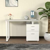 Escritorio Moderno de Madera y Acero 3 Cajones, Porta Ordenador, Diseño de Mesa de Trabajo, 120 x 50 x 75 cm, Decoración para Casa y Oficina - details 29