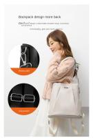 Mochila de Cuero Suave Casual para Mujeres Impermeable, Resistente al Desgaste, Antirrobo con Patrones de Parche Bolsa de Hombro Grande con Lining de Dacron - details 16