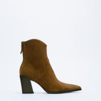 Botas vaqueras de hombre, botines cortos de tacón grueso y punta fina. - details 4
