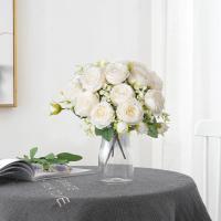 Flores artificiales de seda falsa, peonías blancas usadas para la decoración del hogar, florero de habitación, Corona de Navidad, ramo de boda, accesorios de fiesta - details 5
