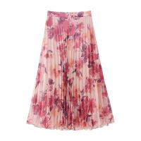BUNO-Conjunto de dos piezas con estampado floral y manga larga para mujer, camisa informal con una hilera de botones y falda plisada de cintura alta - details 14