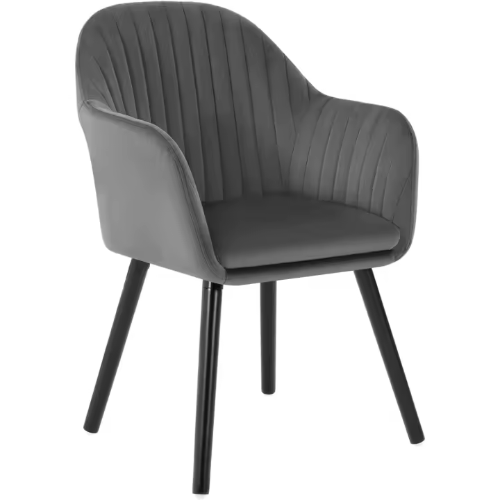 Silla de Comedor Estilo Vintage Nordica Silla de Cocina con Reposabrazos en Terciopelo - 1