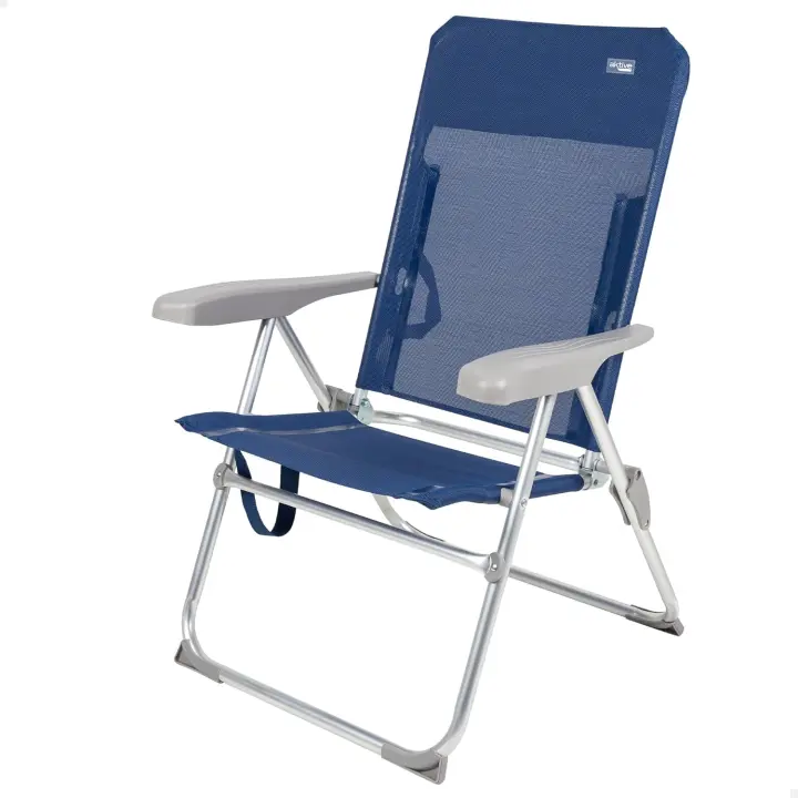 Silla de Playa Plegado Slim, reclinable 6 Posiciones antivuelco Azul Marino, Medidas 47x60x94cm, Material: Aluminio, Resistente, Peso máximo soportado 110 kg - 1