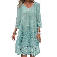 Vestidos de manga larga de otoño para mujer vestido casual de color sólido - details 2