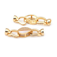2 juegos de conectores de latón y circonita y concha de Color dorado de 18K para collares, cierres de pulsera, suministros para fabricación de joyas, accesorios Diy - details 7