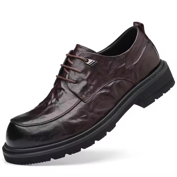 Nuevos zapatos casuales de piel de oveja de primera capa, zapatos de hombre de cuero para negocios - 1