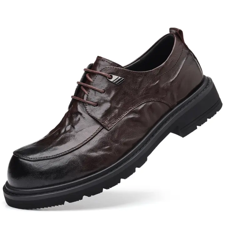 Nuevos zapatos casuales de piel de oveja de primera capa, zapatos de hombre de cuero para negocios - 1