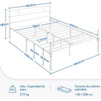 Cama Individual Hierro Cama Metálica para colchón de 90 x 190cm Cama Industrial Estructura Metal - details 26