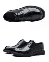 Zapatos de cuero de cabeza grande de suela gruesa zapatos casuales de negocios para hombres zapatos derby de piel de vaca de primera capa británicos zapatos de cuero para hombres rayados a mano - details 11