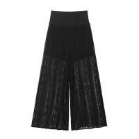 OUWU- Pantalones elásticos de cintura alta vintage de pierna ancha recta para mujer de moda, pantalones largos elegantes para mujer - details 6
