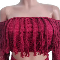 Conjunto de 2 piezas para mujer, falda de cintura alta y camiseta, diseño de borlas, universidad, chicas jóvenes, verano - details 2
