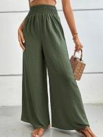 Pantalones de pierna ancha de tiro medio lisos a la moda para mujer, pantalones sueltos de verano para mujer, nuevos en pantalones cómodos - details 9